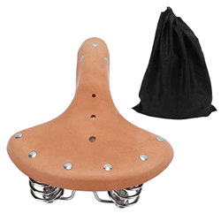 Cojín para sillín de Bicicleta, sillín de Bicicleta de Cuero de Vaca de Estilo clásico Vintage, cojín Retro para Bicicleta con resortes para Ciclismo  en oferta