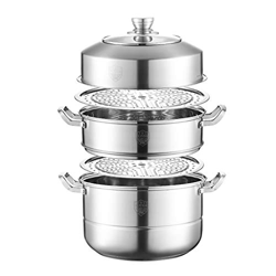 Olla De Vapor/Olla De Caldo, Vaporera Engrosada De Acero Inoxidable 304 De 3 Capas para El Hogar, (28/30/32/34Cm) para Estufa De Gas/Cocina De Inducci precio