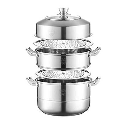 Olla De Vapor/Olla De Caldo, Vaporera Engrosada De Acero Inoxidable 304 De 3 Capas para El Hogar, (28/30/32/34Cm) para Estufa De Gas/Cocina De Inducci