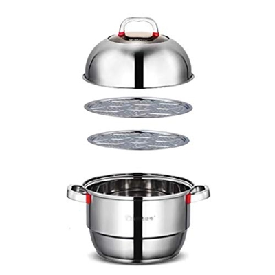 Olla/Vaporera De Acero Inoxidable 304, Vaporera Doméstica De 2 Capas, (26-36 Cm), para 2-8 Personas, Adecuada para Estufa De Gas/Cocina De Inducción (