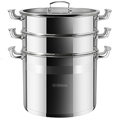 Vaporera/Olla para Sopa Hogar Acero Inoxidable 304 Profundización Engrosamiento Olla para Estofado Jaula para Vapor Cocina De Inducción Olla General (