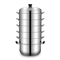 Vaporera/Olla De Sopa De Acero Inoxidable Hogar De Gran Capacidad De 6 Capas con Vaporera 30Cm/32Cm/34Cm Engrosada Apta para Estufa De Gas/Cocina De I en oferta
