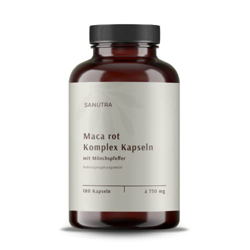 SANUTRA® Maca roja en cápsulas (180 x 750 mg), combinada con pimienta de monje, producción alemana, envase para 2 meses, vegano, sin aditivos en oferta