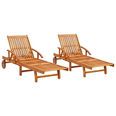 Hommdiy Tumbona de madera maciza de acacia (2 unidades)