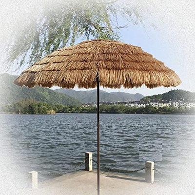 XFAK Hawaii Sombrilla 250cm Sombrilla De Playa Sombrilla Paja para Terraza Jardín Exterior Hawaii Rafia Parasol Redonda/antiviento/Protección Solar