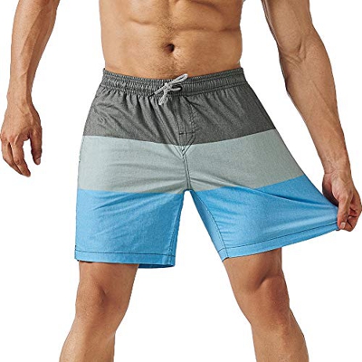 MaaMgic Bañador Hombre de Natación Estiramiento de 4 vías Secado Rápido Interior de Malla Traje de Baño Deportivos 4-Way Stretch,Gris & Azul,S