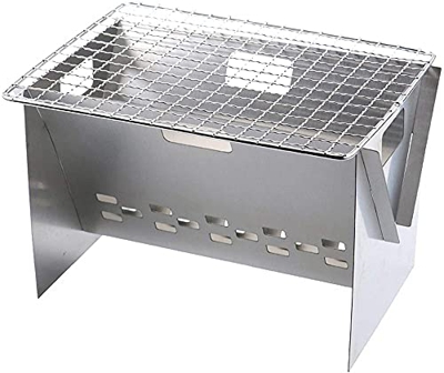 zhouye Parrilla Plegable de Acero Inoxidable para Camping, Parrilla portátil, Estufas de leña, Barbacoa para Acampar con Bolsa de Transporte, para Sen