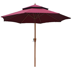 9 pies, sombrilla Grande Impermeable para Exteriores, sombrilla para jardín/Piscina/Playa con Postes de Hierro marrón con Textura de Madera, protecció características