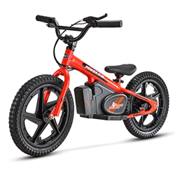 Mio Teck - Electric Balance Bike Roja | Bicicleta eléctrica roja para niños, 16 pulgadas, 5-8 años, 2 velocidades 12-24 km/h, 24 V 170 W Brush Motor precio
