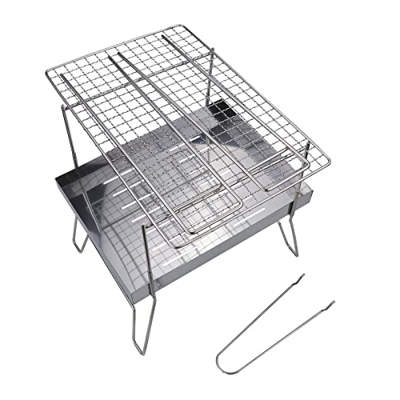 KJIUQ Parrilla de carbón portátil plegable para barbacoa, escritorio de barbacoa, mesa de acero inoxidable al aire libre, barbacoa para cocinar al air