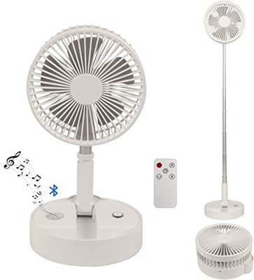 BIGTREE Ventilador de pie portátil con mando a distancia, base telescópica, altura regulable, plegable, con 4 velocidades de viento, silencioso, para 