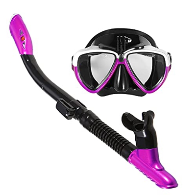 Samnuerly Conjunto, Máscara de Buceo Profesional Snorkel Natación Tubo de Snorkel seco Conjunto Hombres Mujeres Buceo antivaho para cámara