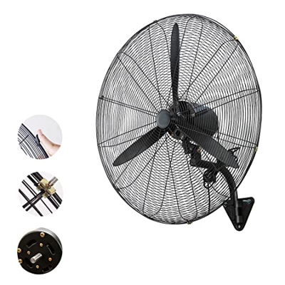 YQZ Ventilador De Pared Giratorio - Negro Potente Industrial Ventiladores - 3 Velocidad del Viento Ajustable - Función Oscilante - 280W Ventilador Pow