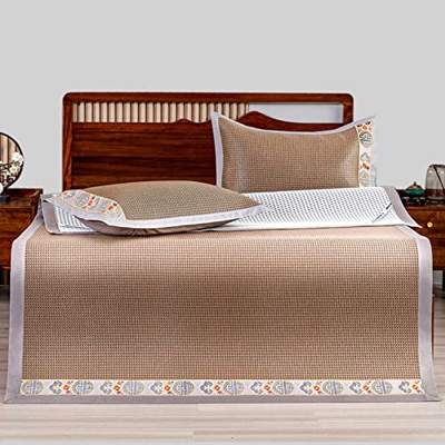 Estera de Dormir Verano,Colchoneta de Bambú Plegable,Colchón de Ratán de Seda de Hielo,Suave Transpirable Absorbe Sudor Esterilla Enfriamiento,Hogar R