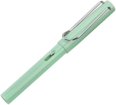 Pluma estilográfica, de 0,38 mm, para estudiante, práctica de caligrafía, escritura suave, punta fina, color verde, práctica y atractiva