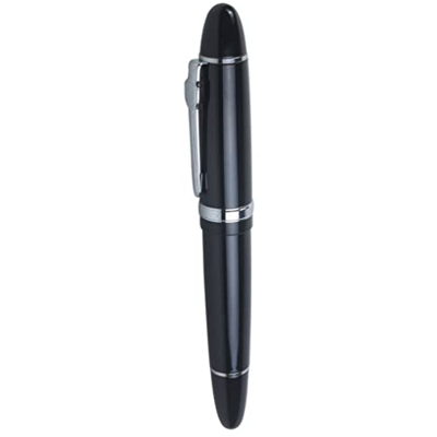 Obelunrp Pen a la Fuente de Fuente Premium 159 Pluma de Pluma Ancha de Plata Negro Brillante