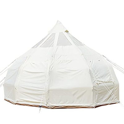 Carpa de yurta Retro, Carpa Impermeable de Tela Oxford para 8~10 Personas, Carpa de Calabaza en Forma de lágrima con 1 Toma de Estufa, Carpa de Lujo p