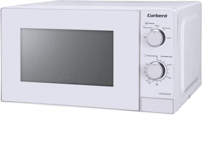 Corberó CMICM4020W Microondas de Libre Instalación Cap. 20 Litros, Color Blanco, Potencia 700 W, Descongelar, 5 Niveles Potencia, Control Mecánico, Te