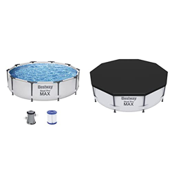 Bestway® Steel Pro MAX™ Set de Piscina con Bomba de Filtro, 305 x 76 cm, Redonda, Color Gris + 58036 - Cobertor Invierno para Piscina Desmontable Ø305 precio