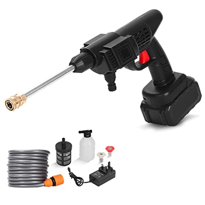 BriSunshine Lavadora a presión inalámbrica, 20 bar / 290 PSI, limpiador de alta presión portátil ligero de 21 V con boquillas, olla de espuma, tubo de