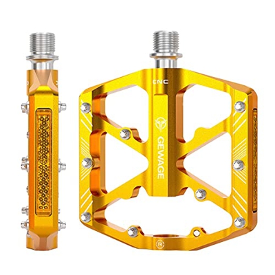 Oshhni Pedales universales para de montaña, Pedales Reflectantes de Cuerpo de Aluminio CNC para de Carretera MTB BMX, Oro
