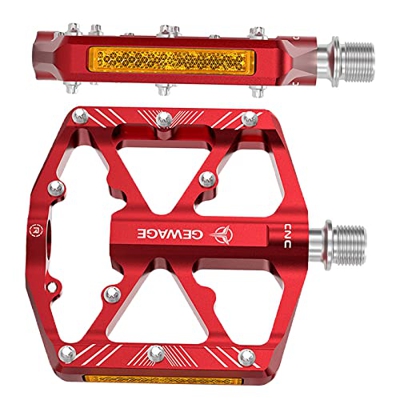Oshhni Pedales universales para de montaña, Pedales Reflectantes de Cuerpo de Aluminio CNC para de Carretera MTB BMX, Rojo