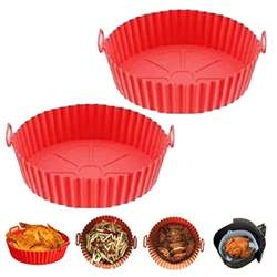 AHERAR 2PCS Air Fryer Silicone Baking Tray, Reusable Non-Stick Air Fryer Silicone Round Liners, Oil Proof, Water-Proof, Food Grade Air Fryer Silicone  características