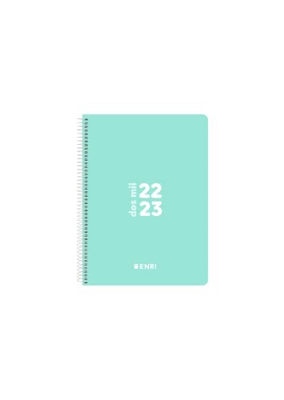 Enri, Agenda 2022 2023 Día Por Página, Tapa Plástico, 12x18cm, Español, Color Ice Mint