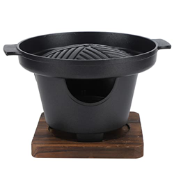 Tomantery Horno de Carbón, Parrilla de Barbacoa Casera Aluminio + Materiales de Madera sin Humo para Acampar para Reuniones Familiares precio