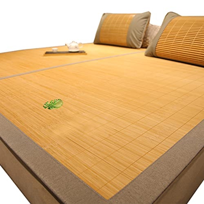 Colchoneta para Bamboo Colchón,Esterilla de Bambú de Hielo,Colchón de Bambú Carbonizado,Transpirable Estera de Dormir,Suave Y Sin Rebabas Plegable,par