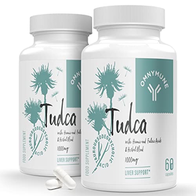 TUDCA Suplemento de apoyo al hígado - 1000mg por dosis, ácido tauroursodeoxicólico para la desintoxicación y la limpieza (2 Pack)