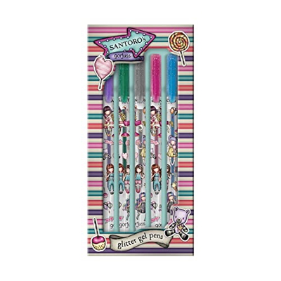 SANTORO- Set 5 Bolígrafos Gel Brillante Gorjuss Fairground Carousel 8,7X19X1,5Cm, Multicolor (SAFTA 1126GJ01)
