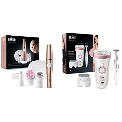 Braun FaceSpa Pro Depiladora Facial Mujer Todo en 1 con Cepillo de Limpieza + Silk-épil 9 Depiladora Mujer con Tecnologí­a SensoSmart