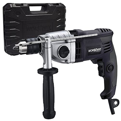WORKWAY TOOLS Taladro Percutor Con Cabezal De Aluminio De Dos Velocidades Y Gran Potencia 1050 W Con Maletín