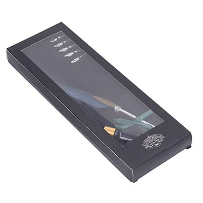 Juego de Pluma de Ave, Pluma de Caligrafía de Escritura Suavizante, Diseño Hueco Retro, Diseño de Pluma de Textura Delicada Exquisita con Punta de Met
