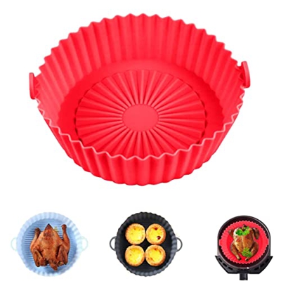 Bandeja para hornear de silicona para freidora de aire, reemplazo de papel de pergamino inflamable, olla de silicona para freidora de aire, cesta de g
