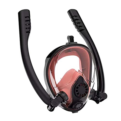 Máscara de esnórquel de cara completa, tubo doble de silicona Máscara de buceo completamente seca Máscara de natación para adultos Buceo Respiración f