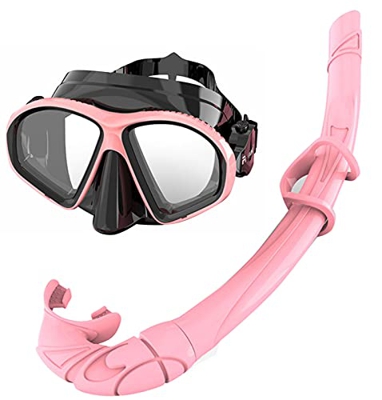 Juego de máscara de esnórquel, diseño antivaho y antifugas, juego de esnórquel con máscara de buceo y esnórquel seco, buceo con visión amplia panorámi