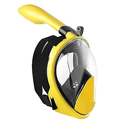 Samnuerly Máscara de esnórquel de Cara Completa, Snorkel Submarino de 180 ° Máscara de Buceo de Silicona de Boca Plana de Tipo seco Adecuada para Adul