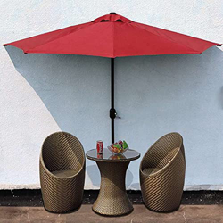 Jardín Terraza Sombrilla Balcón Semicírculo 300cm Sombrilla Parasol Semicírculo Sombrillas con Manivela Protección Solar (Rojo) precio