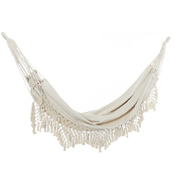 Hamaca exterior Boho doble hamaca para interior y exterior, dormitorio, playa, terraza, jardín, peso máximo 200 kg/440LBS, color beige en oferta