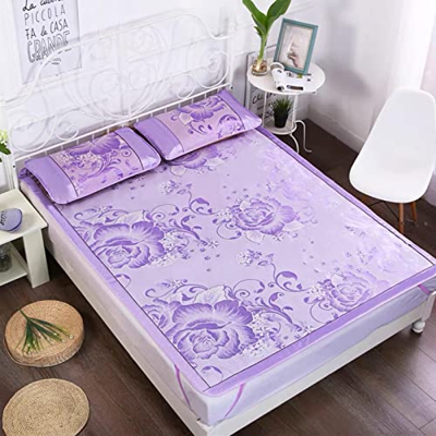 Colchón de Enfriamiento Esterilla de Seda de Hielo Estera de Dormir de Verano,Colchoneta de Plegable Suave Transpirable,para Cama Doble Individual,con