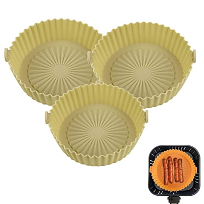 Air Fryer Silicone Baking Tray, Air Fryer Silicone Pot, Silicone Baking Tray for Air Fryer, Reusable Non-stick Air Fryer Silicone Liners Fits 6.5-8.5 