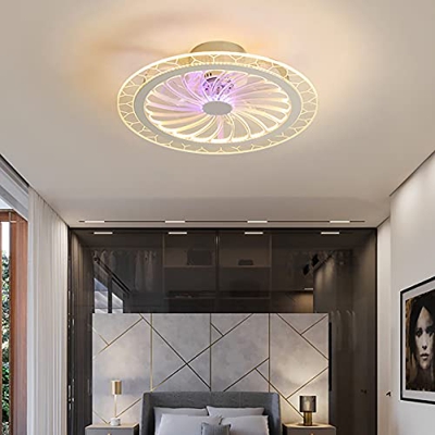 Samnuerly Ventilador con Luz y Control Remoto Ventiladores Silenciosos Sin Aspas 52x13cm 3 Velocidades Ajustables 52W Dimm(Fan Light)