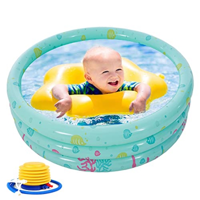 Timisea Piscina hinchable de 100 x 27 cm de diámetro, gran piscina familiar, piscina infantil redonda hinchable con inflador