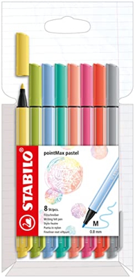 Rotulador punta media STABILO pointMax -Estuche con 8 colores pastel
