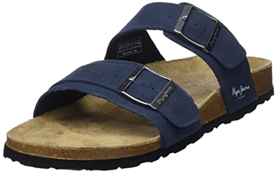 Pepe Jeans London Bio Man Suede 22, Sandalia Hombre, Azul Marino, 43 EU