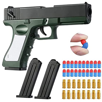 Fetinar Pistola de Juguete de eyección ,Espuma Blanda Bullet Blaster Toy Manual Recarga Auto Eject Bullet Cases Juguetes educativos Pistola Modelo 14+