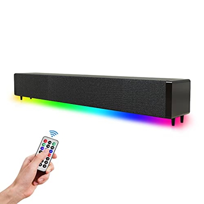 Barra de sonido, barras de sonido inalámbricas Bluetooth de 17 pulgadas para TV, barra de sonido envolvente estéreo 3D transparente con 4 altavoces, a