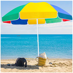 Sombrilla de Playa para Exteriores, jardín Redondo de 220cm/7 pies con 8 Varillas, Parasol Impermeable a Prueba de Viento para terraza, Piscina, balcó en oferta